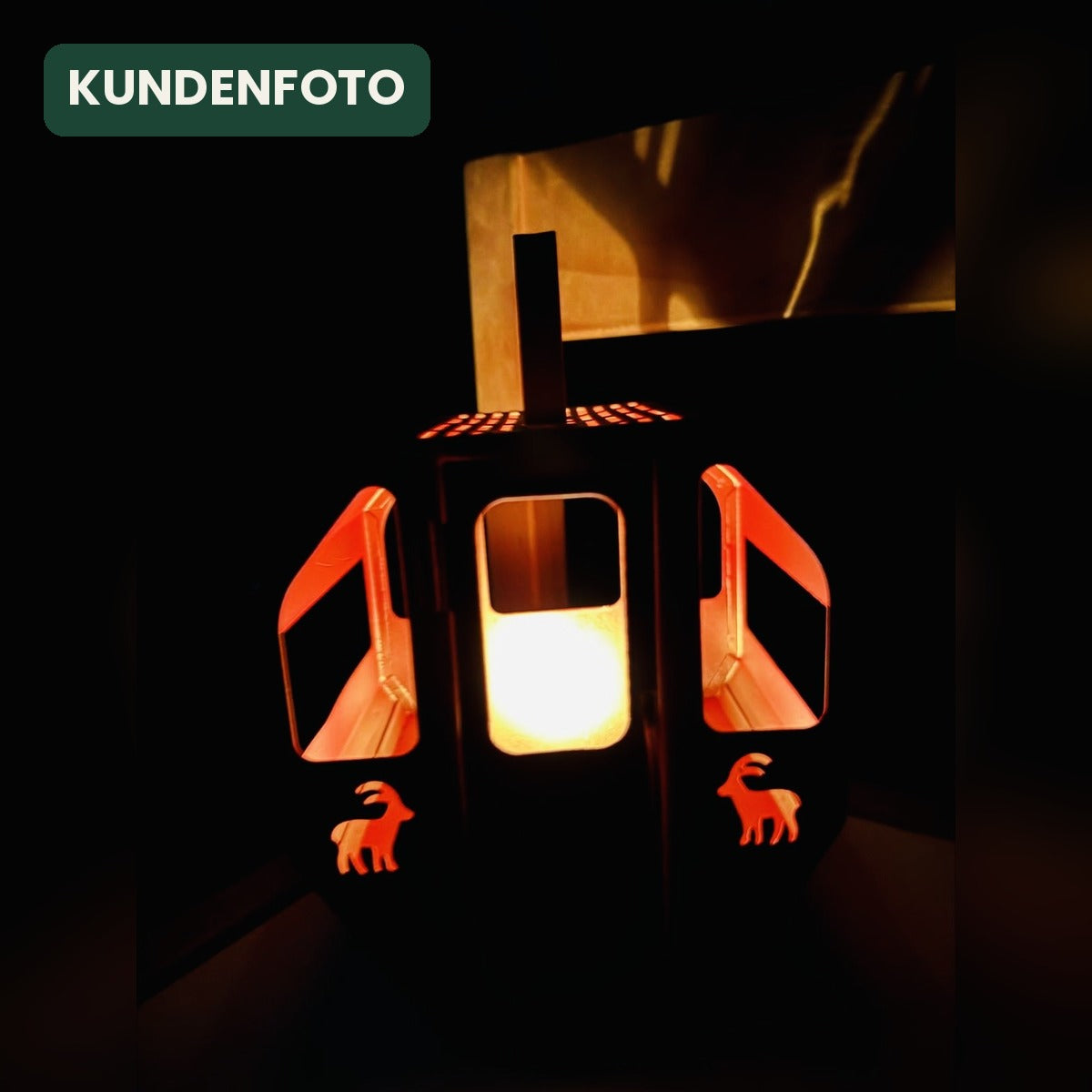 Kundenfoto: Gondel Laterne im Dunkeln, mit Teelicht beleuchtet