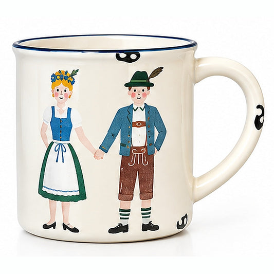 Tasse Trachtenpaar, Emaille-Look