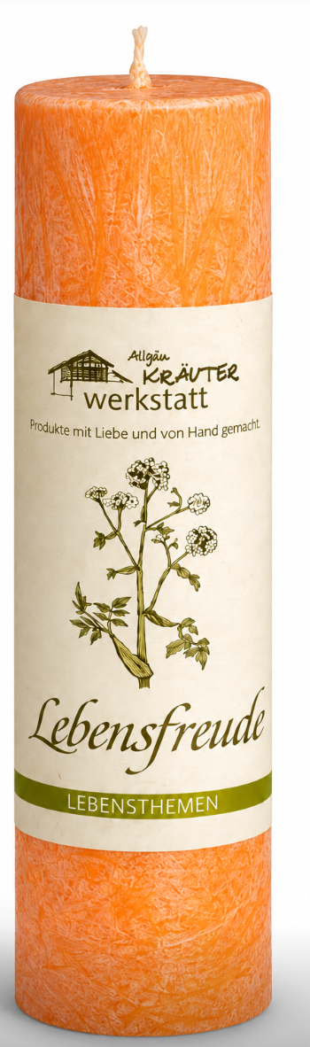 Lebensfreude Kerze – Heilkräuterkerze von der Allgäu Kräuterwerkstatt