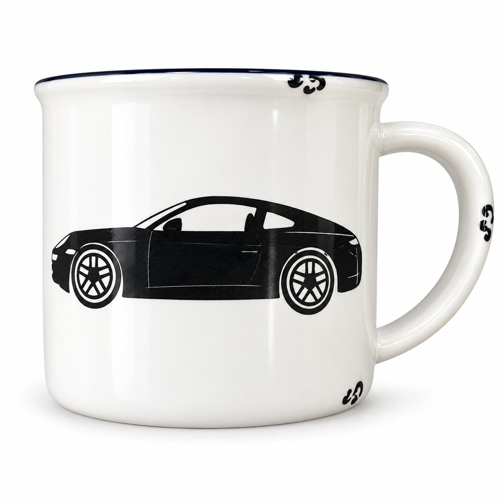 Tasse Auto schwarz, Emaille-Look