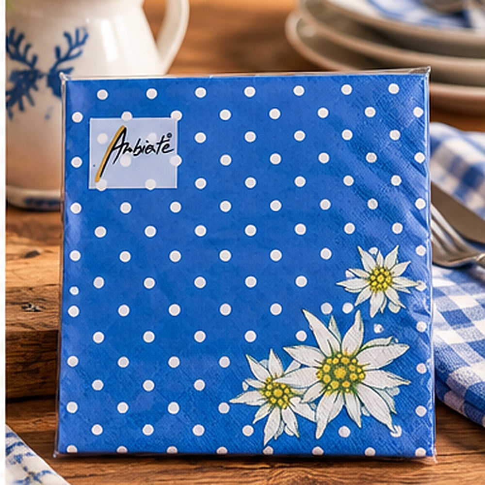 Servietten Edelweiß Blau, 20 Stück